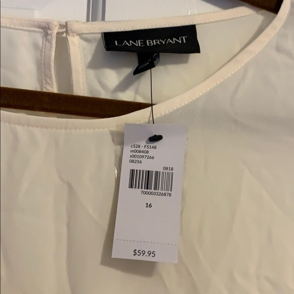 NWT! Lane Bryant White Blouse with Ruffle detail - Picture 2 of 5